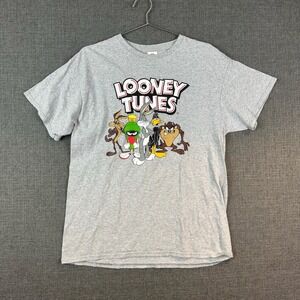 Looney Tunes‎ T Shirt Delta Pro Weight Adult Cartoon Characters Gray L